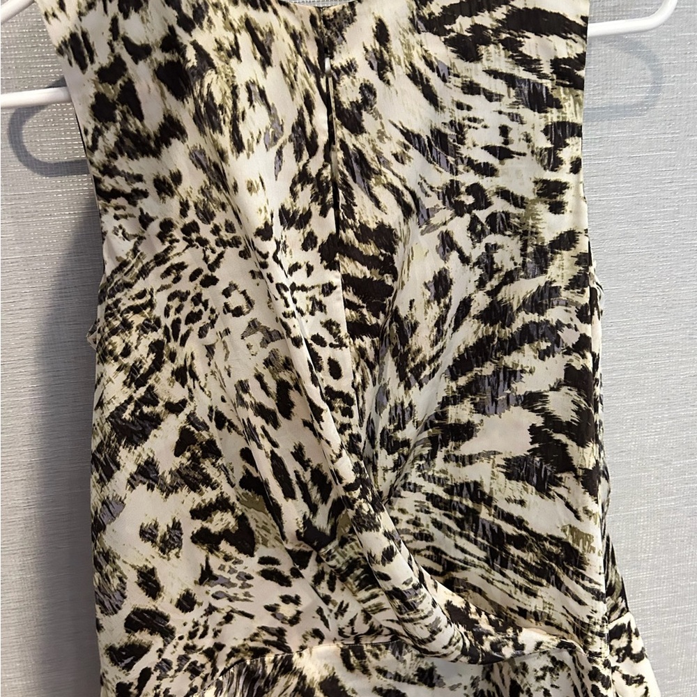 Ann Taylor Black and Cream Animal Print Sleevless Blouse